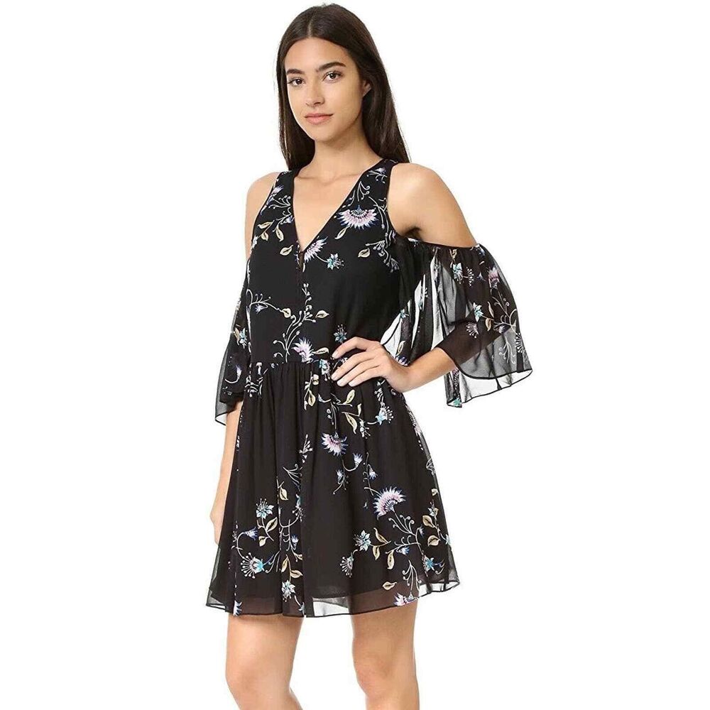 REBECCA MINKOFF Robbie Shift Dress Tropical Vine Cold Shoulder XS $278